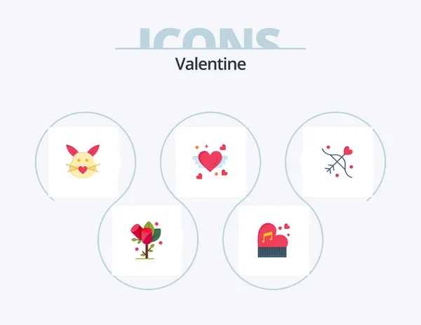 Valentine Flat Icon Pack Icon Design Love Rabbit Classic Wedding — Wektor stockowy