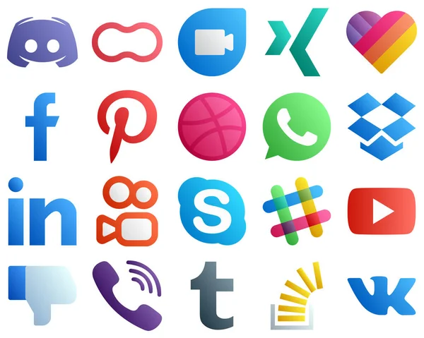 20 Simple Gradient Social Media Icons such as linkedin. whatsapp. xing and dribbble icons. Modern and minimalist