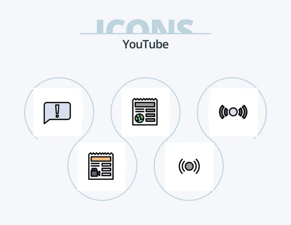 Youtube Line Filled Icon Pack การออกแบบไอคอน ธนาคาร นฐาน เอกสาร กระดาน — ภาพเวกเตอร์สต็อก