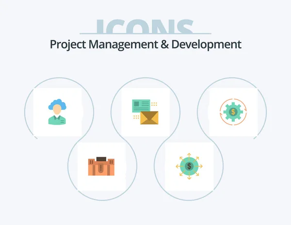 Project Management Development Flat Icon Pack Icon Design Resource Manager — Stockvector
