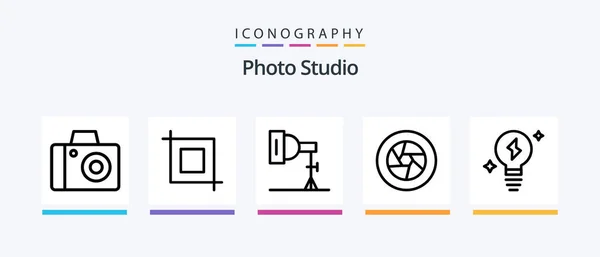 Photo Studio Line Icon Pack Including Video Studio Star Storage — Archivo Imágenes Vectoriales