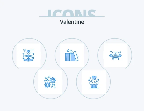 Valentine Blue Icon Pack Icon Design Сердце Сердце Сладости Любовь — стоковый вектор