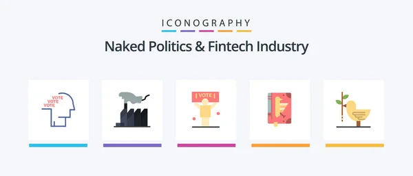 Naked Politics Fintech Industry Flat Icon Pack Including Declaration Codex — Stock Vector