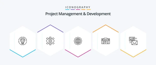 Project Management Development Line Icon Pack Including Development Business Creative — Stockvector