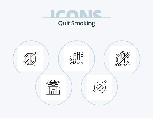 Beenden Sie Das Rauchen Line Icon Pack Icon Design Put — Stockvektor