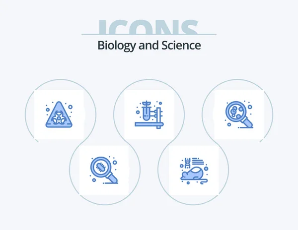 Biology Blue Icon Pack Icon Design Science Molecule Biohazard Molecular — Stock Vector