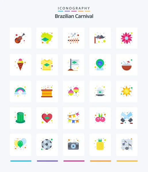 Creative Brazilian Carnival Pack Icônes Plates Telles Que Tournesol Carnaval — Image vectorielle