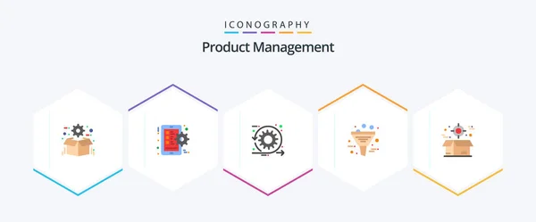 Product Management Pack Iconos Planos Que Incluye Gestión Datos Teléfono — Archivo Imágenes Vectoriales