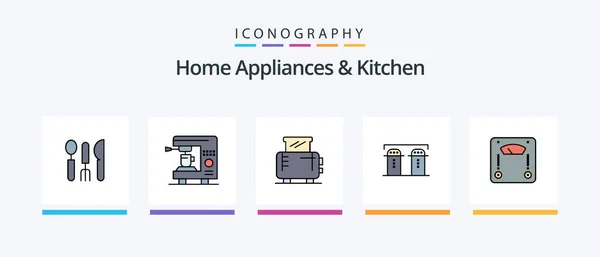 Home Appliances Kitchen Line Filled Icon Pack Including Home Service — Image vectorielle
