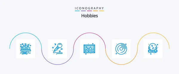 Hobbies Blue Icon Pack Incluyendo Hobby Hobby Imagen Pasatiempos — Archivo Imágenes Vectoriales