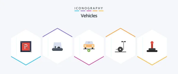Vehicles Flat Icon Pack Including Van Complete Gear Scooter — Stock Vector