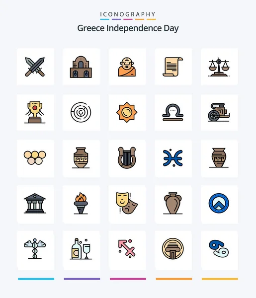 Creative Greece Independence Day Line Filled Icon Pack Award Ireland — Vetor de Stock
