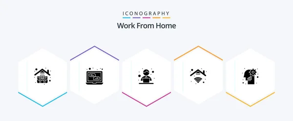 Work Home Glyph Icon Pack Including Management Connection Employee Wifi — Wektor stockowy