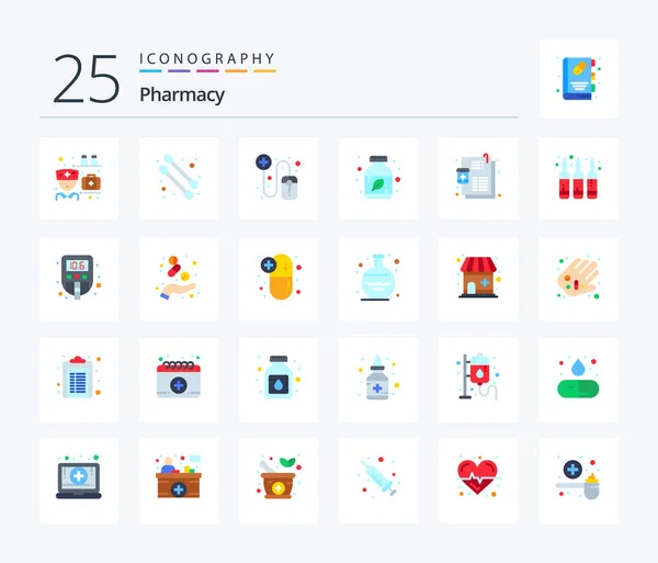 Pharmacy Flat Color Icon Pack Including Ampule Medicine Pharmacist List — Stockvector