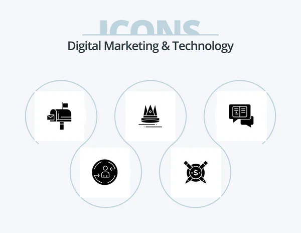 Digital Marketing Technology Glyph Icon Pack Icon Design Messages Marketing — Stockvektor