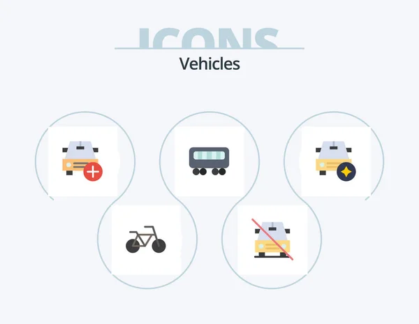 Vehicles Flat Icon Pack Icon Design Star Car Car Train — Image vectorielle