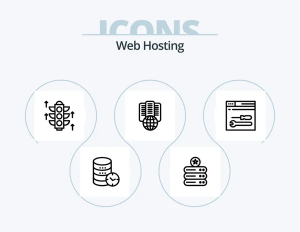 Web Hosting Line Icon Pack Icon Design Storage Folder Web — Stock Vector