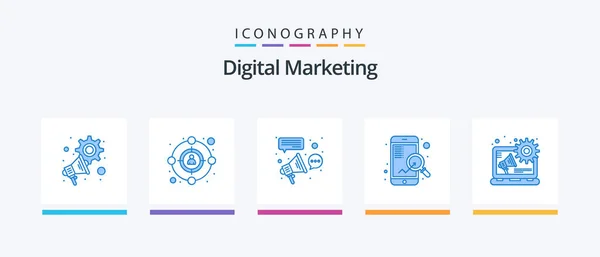 Digital Marketing Blue Icon Pack Including Digital Advertising Seo Affiliate — стоковый вектор