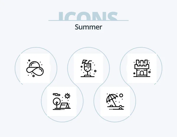 Summer Line Icon Pack Icon Design Dessert Drink Summer Cold — Stockový vektor