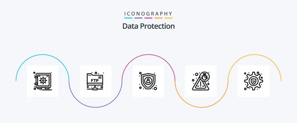 Data Protection Line Icon Pack Including Setting Encryption Security Virus — Wektor stockowy