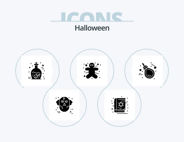 Halloween Glyph Icon Pack Icon Design Gallo Gingerbread Man Scary — Stok Vektör
