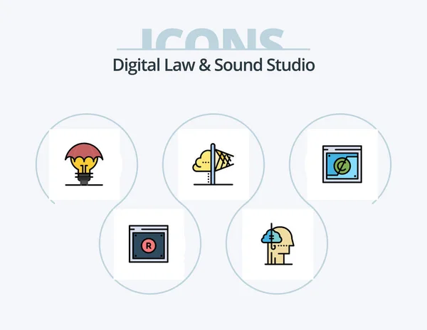 Digital Law Sound Studio Line Filled Icon Pack Icon Design — Stok Vektör