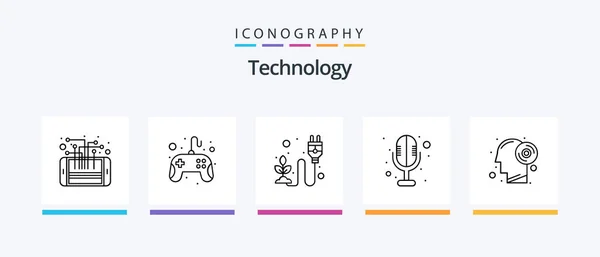 Technology Line Icon Pack Including Cloud Hardware Email Mouse Computer — Stok Vektör