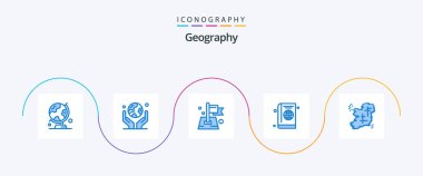 Geo Graphy Blue 5 Icon Pack Including cover. passport. planet. map. location