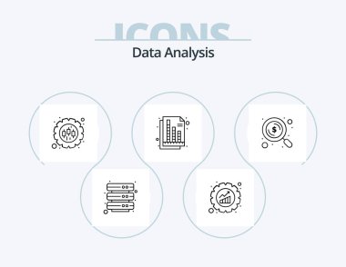 Data Analysis Line Icon Pack 5 Icon Design. cloud network. profile. security. network. seo