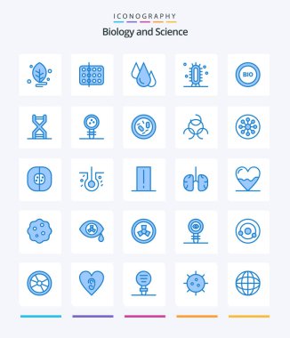 Creative Biology 25 Blue icon pack  Such As energy. ecology. sample. bio. science