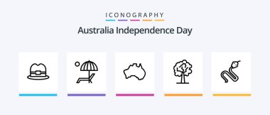 Australia Independence Day Line 5 Icon Pack Including boomerang. australia. australia. country. ship. Creative Icons Design
