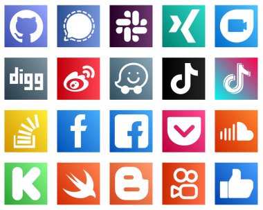 20 Versatile Social Media Icons such as video. weibo. douyin and waze icons. Minimalist and customizable