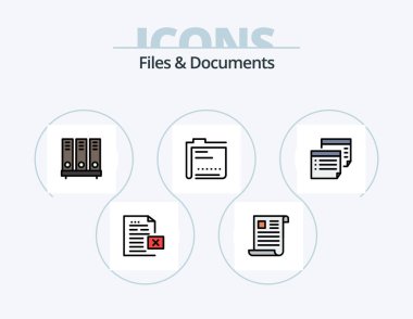 Files And Documents Line Filled Icon Pack 5 Icon Design. document. badge. document. file. data