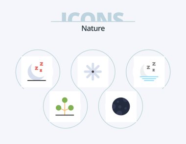 Nature Flat Icon Pack 5 Icon Design. . nature. night. forecast. plant