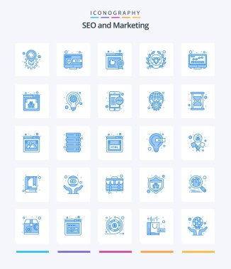 Creative Seo 25 Blue icon pack  Such As seo. monitor. business. internet. quality