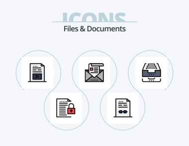 Files And Documents Line Filled Icon Pack 5 Icon Design. newsletter. media. download. duplicate. data