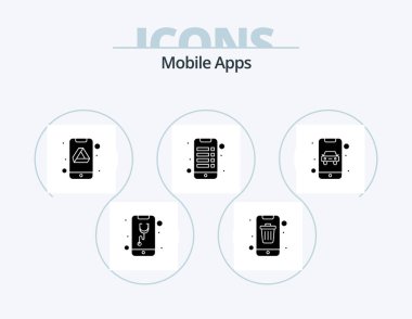 Mobile Apps Glyph Icon Pack 5 Icon Design. interaction. app. mobile. mobile. storage