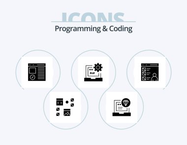Programming And Coding Glyph Icon Pack 5 Icon Design. develop. code. coding. page. develop