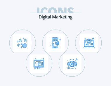 Digital Marketing Blue Icon Pack 5 Icon Design. concept. mobile marketing. click. shopping. online