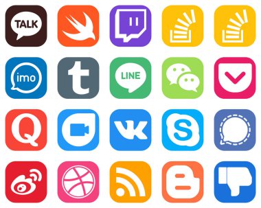 20 Social Media Icons for All Your Needs such as question. pocket. audio. messenger and line icons. Stylish Gradient Icon Set