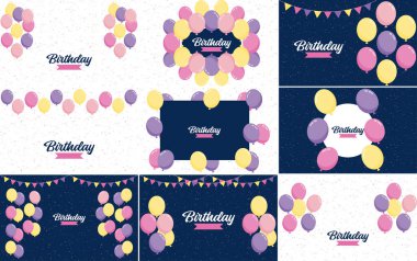 Happy Birthday announcement poster. flyer. and greeting card in a flat style vector illustration