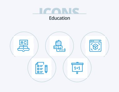 Education Blue Icon Pack 5 Icon Design. school. education. study. study. learning