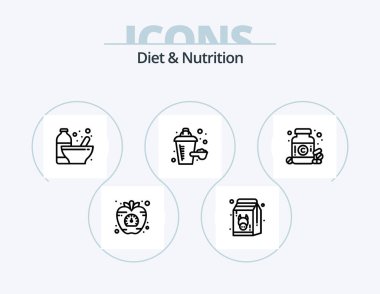 Diet And Nutrition Line Icon Pack 5 Icon Design. heart beat. diet. cherry. vegetable. diet