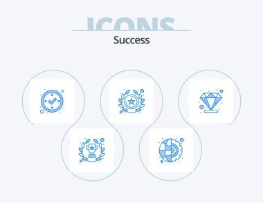 Sucess Blue Icon Pack 5 Icon Design. value. diamond. check. star. success