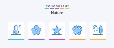 Nature Blue 5 Icon Pack Including nature. easter. ecology. butterfly. star. Creative Icons Design