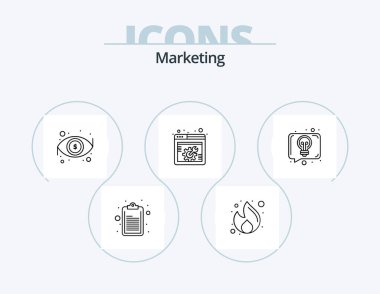 Marketing Line Icon Pack 5 Icon Design. public opinion. marketing. gear. idea. online