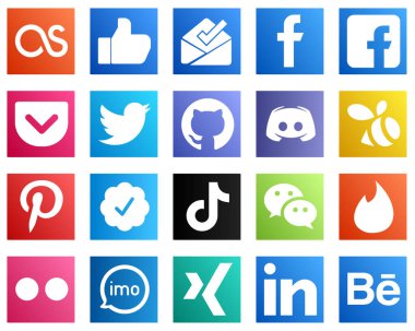 20 Elegant Social Media Icons such as twitter verified badge. swarm. twitter and message icons. Clean and minimalist
