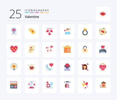 Valentine 25 Flat Color icon pack including love. valentines. love. valentine. discount