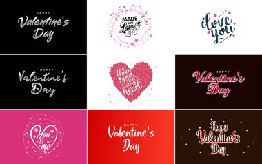 Happy Valentine's Day greeting card template with a cute animal theme and a pink color scheme