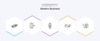 Modern Business 25 Line icon pack including credit card machine. check. conversation. card. machine